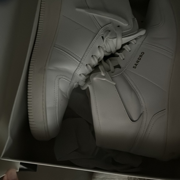 Men’s Sandro Paris authentic size 43 white genuine leather/rubber sole sneaker - Picture 10 of 10